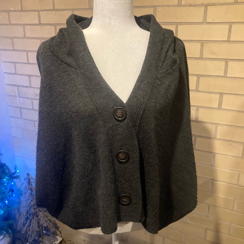 Xhilaration Dark Gray Button-Up Poncho